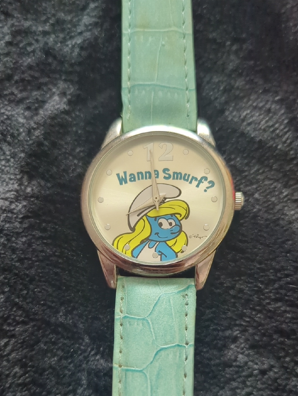 Wanna Smurf? Smurfette Character Watch in Aqua Strap